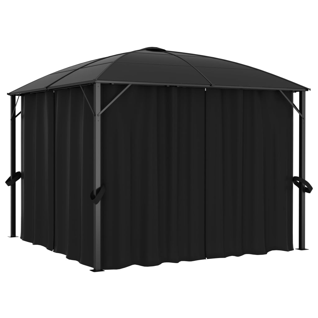 Gazebo with Curtains 300x300x265 cm Anthracite - Brittle & Co