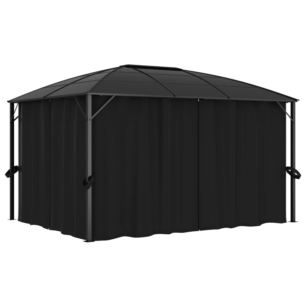 Gazebo with Curtains 400x300x265 cm Anthracite - Merkel Designers