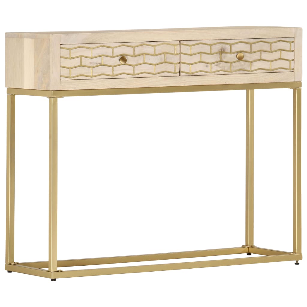 Console Table Gold 90x30x75 cm Solid Mango Wood - The Home Maker