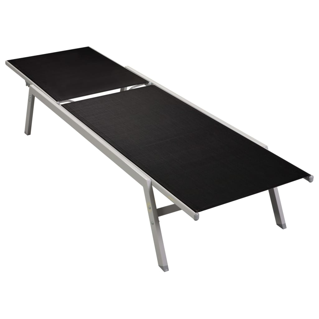 Sun Lounger Steel and Textilene Black - Direct Imports