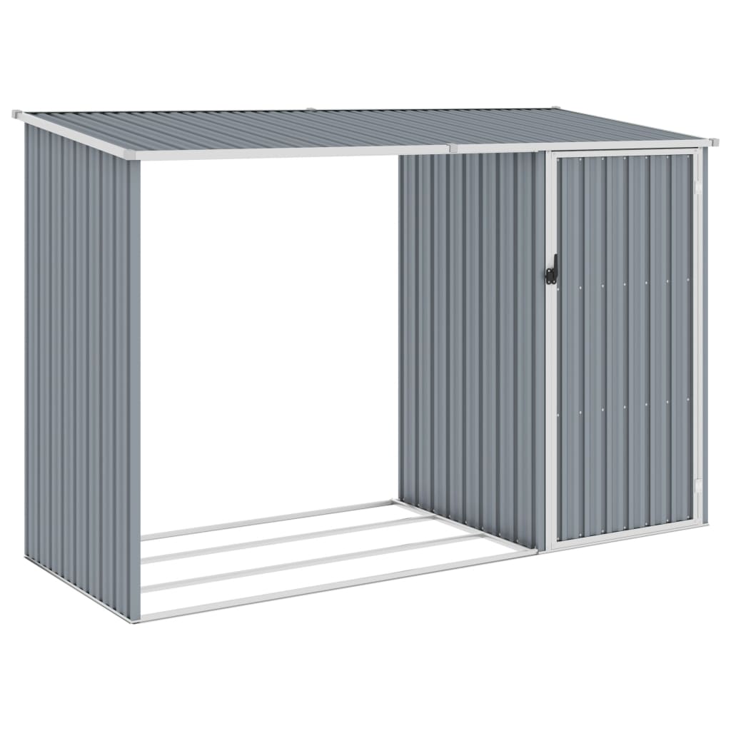 Garden Firewood Shed Grey 245x98x159 cm Galvanised Steel - Style and Chic