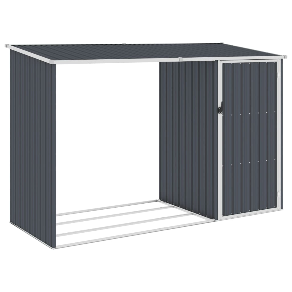 Garden Firewood Shed Anthracite 245x98x159 cm Galvanised Steel - All Things Good