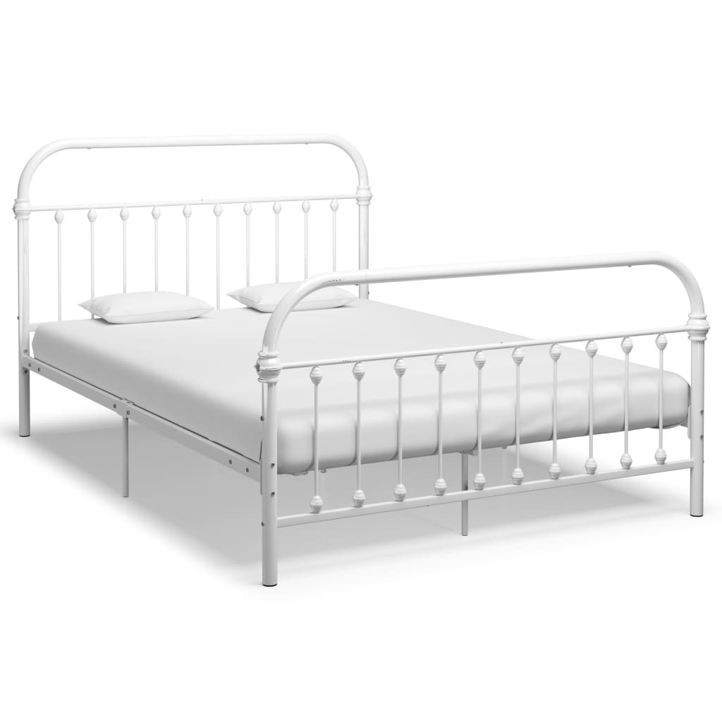 Bed Frame White Metal 160x200 cm - Style and Chic