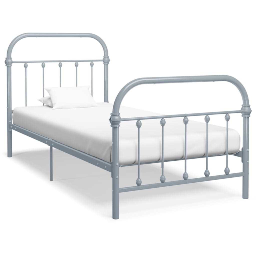 Bed Frame Grey Metal 90x200 cm - Direct Imports
