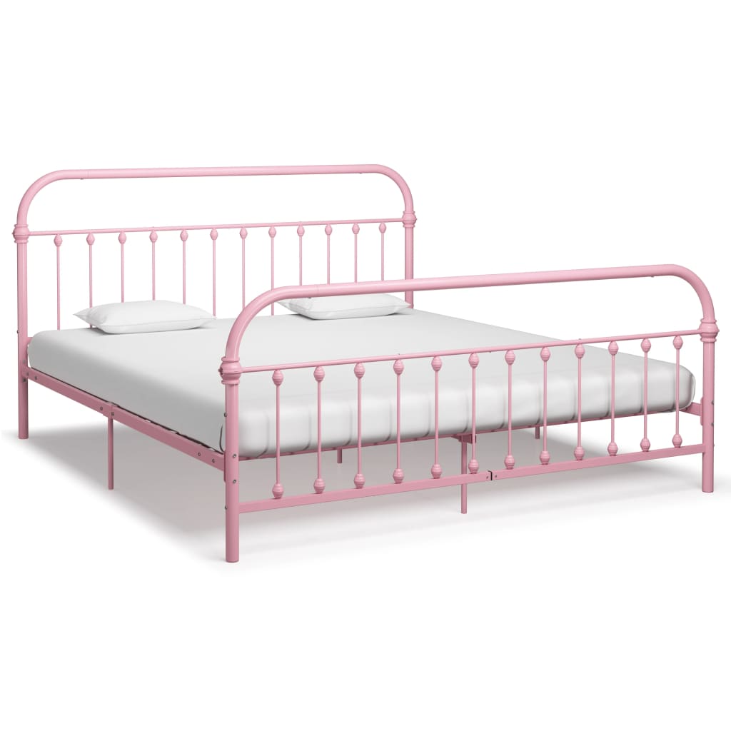 Bed Frame Pink Metal 180x200 cm Super King - Merkel Designers