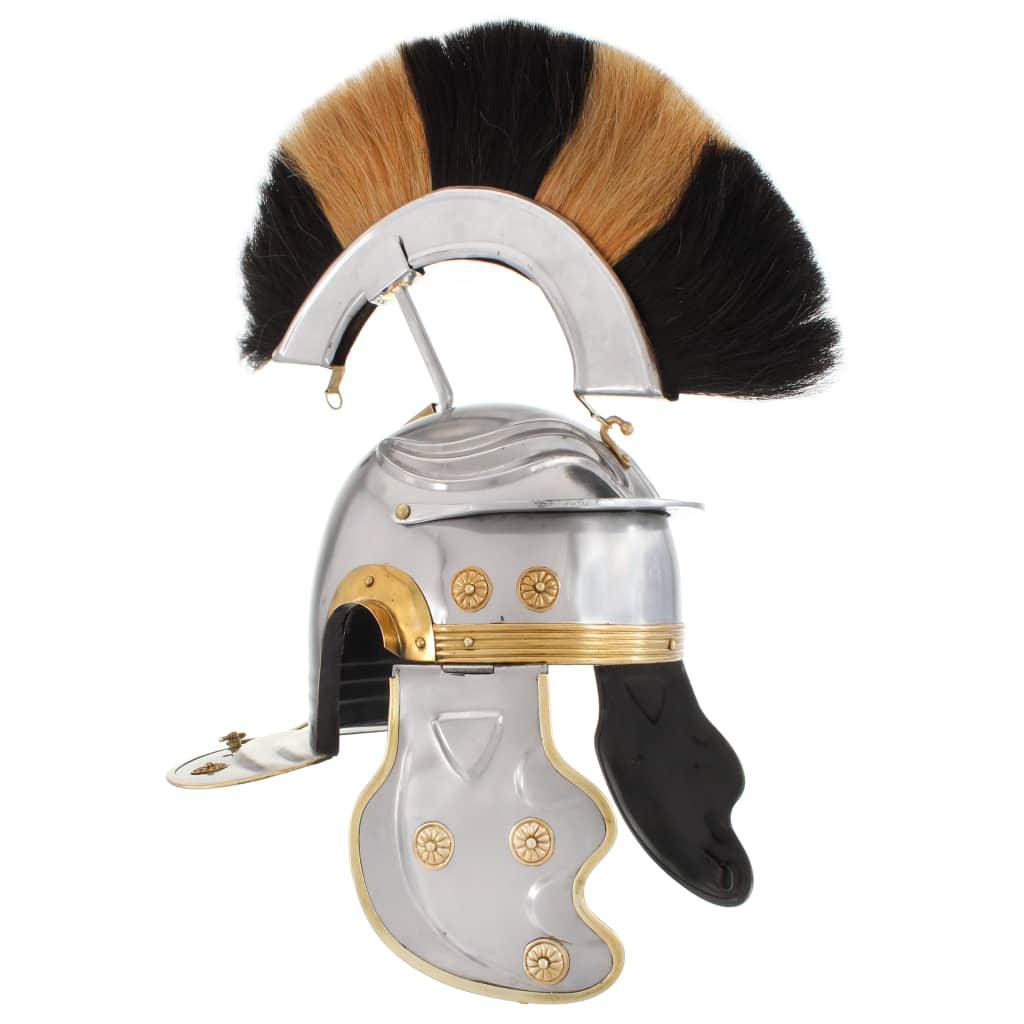 Morli Roman Soldier Helmet Antique Replica LARP Silver Steel - Merlin Deals