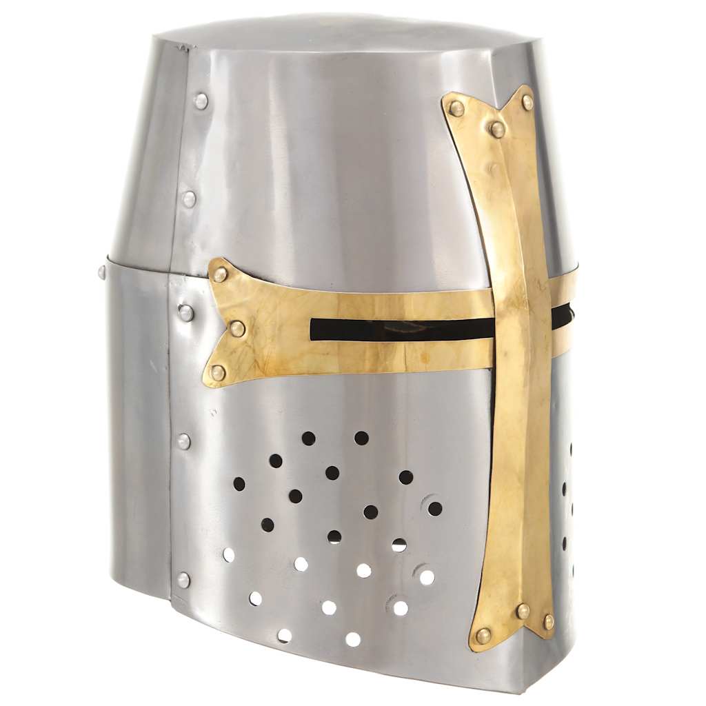 Medieval Crusader Knight Helmet Replica LARP Silver Steel - Direct Imports