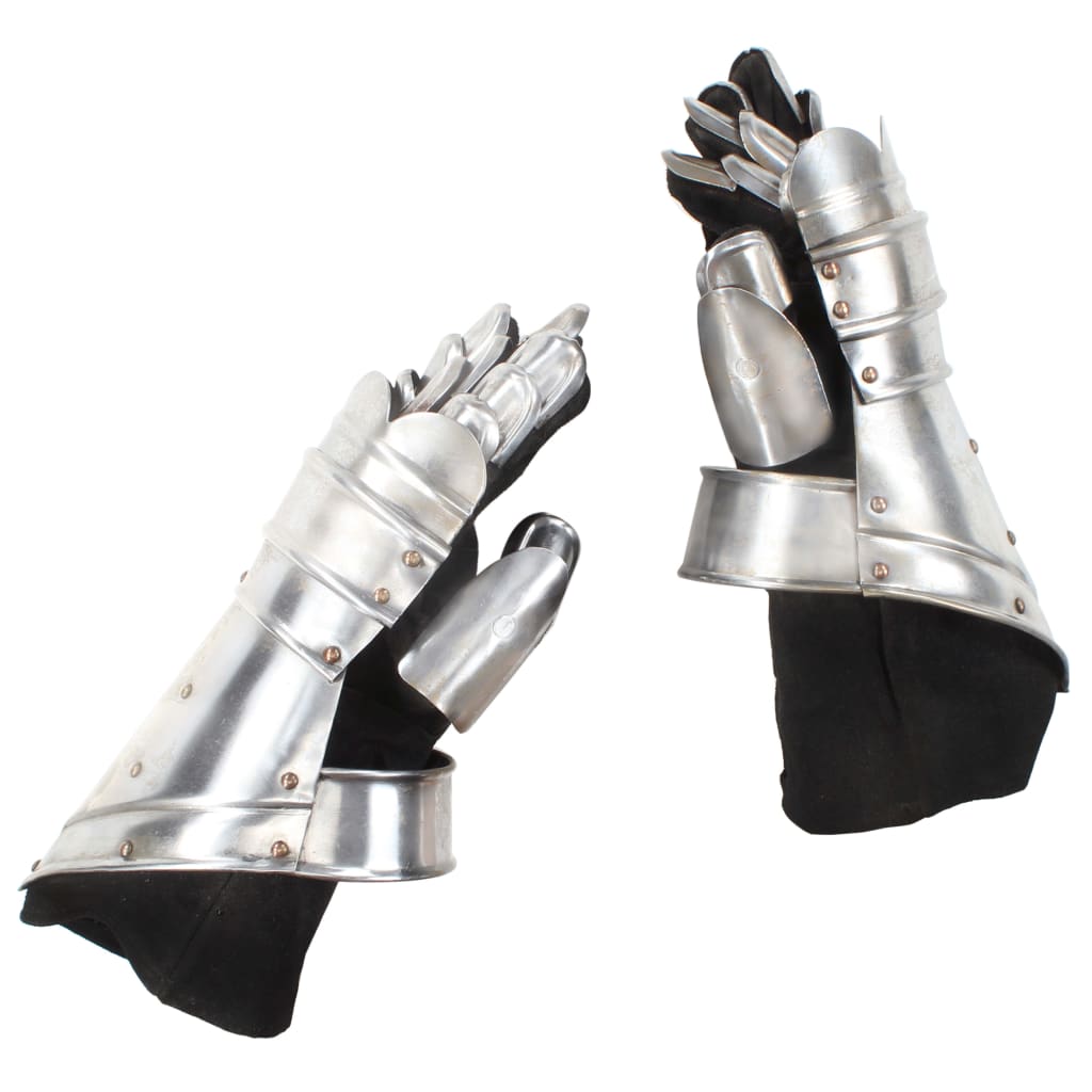 Medieval Knight Gauntlets Replica LARP Silver Steel - Millennium Furniture