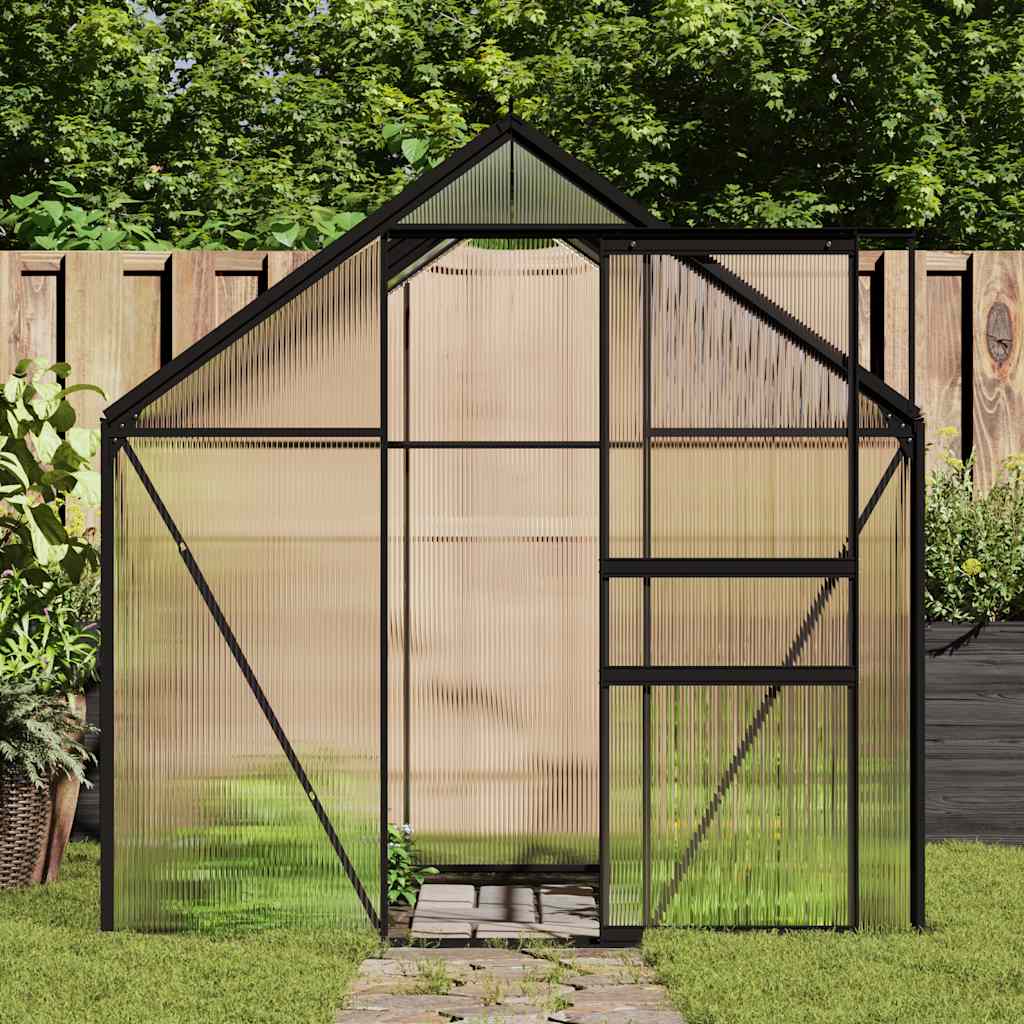 NOEGLEN Greenhouse with Base Frame Anthracite 4.75 sqm Aluminium - Charlotte Dunes