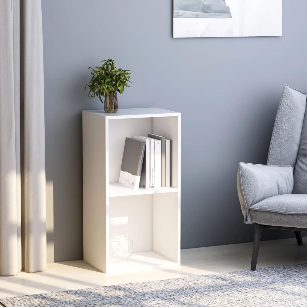 2-Tier Book Cabinet White 40x30x76.5 cm Chipboard - Merlin Deals
