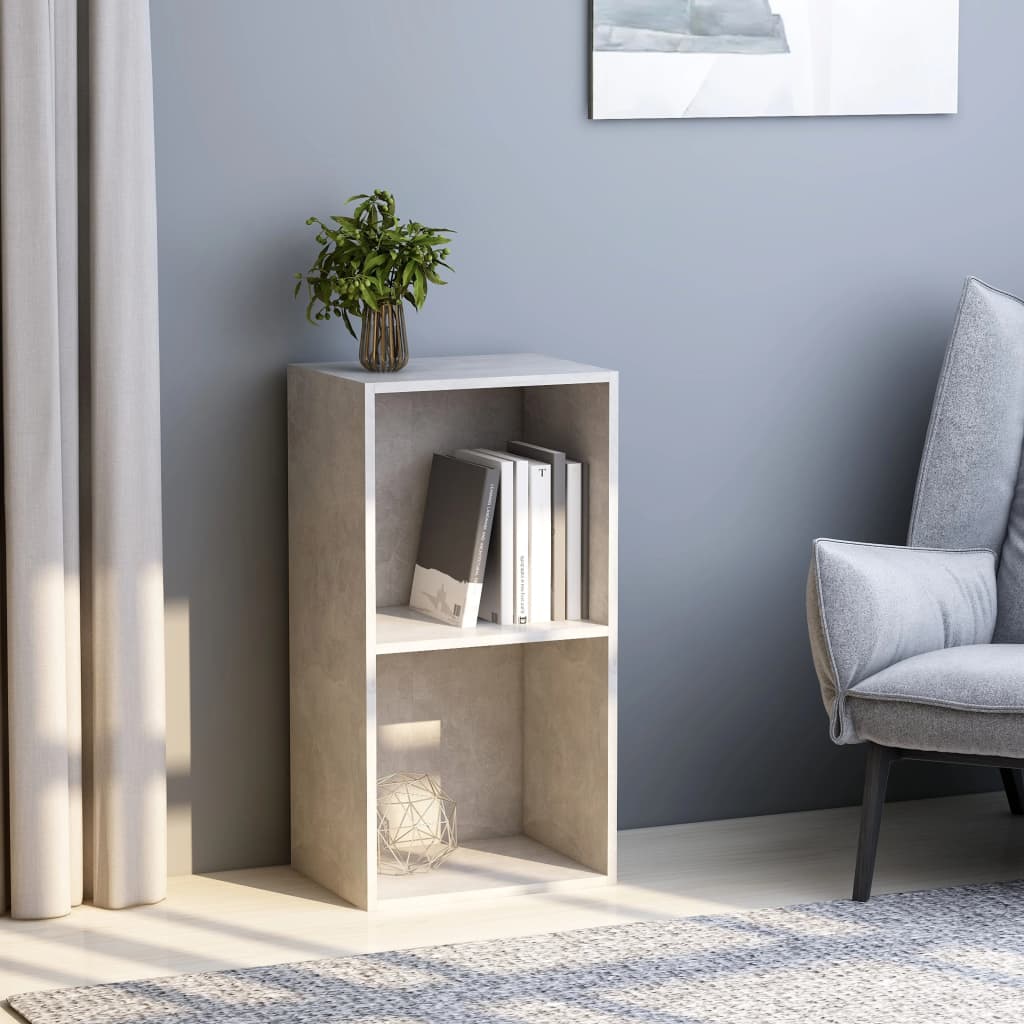 2-Tier Book Cabinet Concrete Grey 40x30x76.5 cm Chipboard - Tyrell & Tyrell