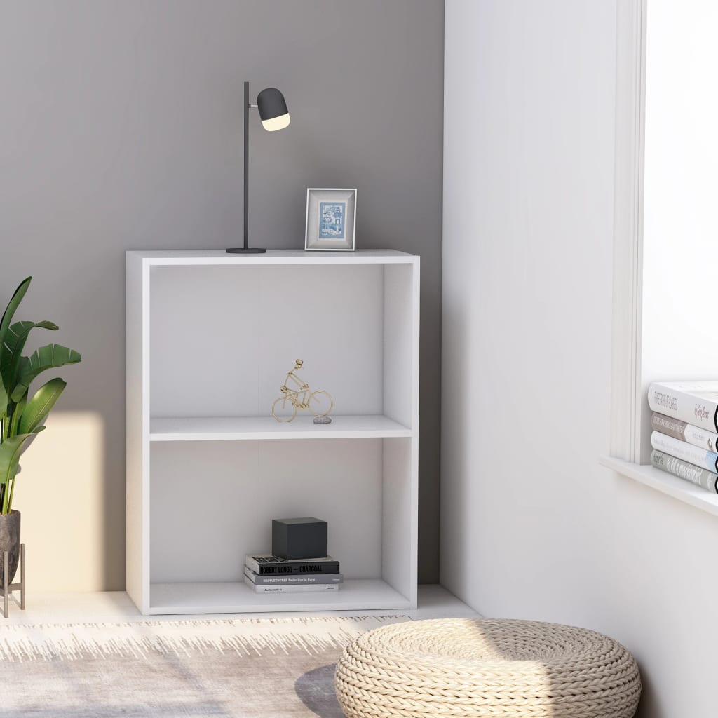 2-Tier Book Cabinet White 60x30x76.5 cm Chipboard - All Things Good