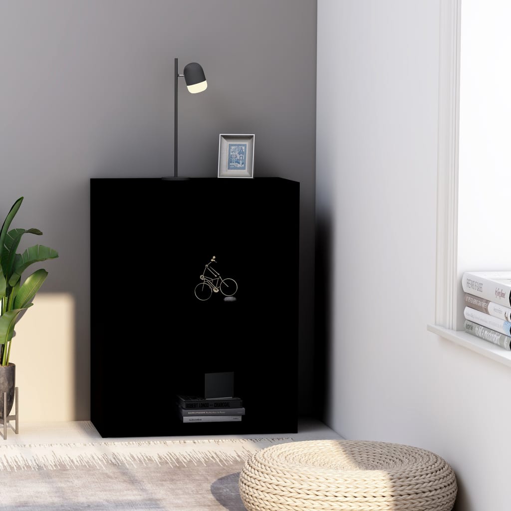 2-Tier Book Cabinet Black 60x30x76.5 cm Chipboard - Unbeatable Bargains