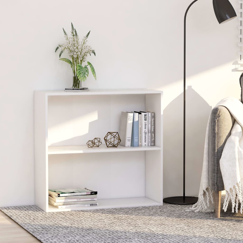 2-Tier Book Cabinet White 80x30x76.5 cm Chipboard - Decor Base