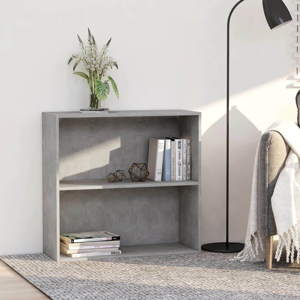 2-Tier Book Cabinet Concrete Grey 80x30x76.5 cm Chipboard - Decor Base