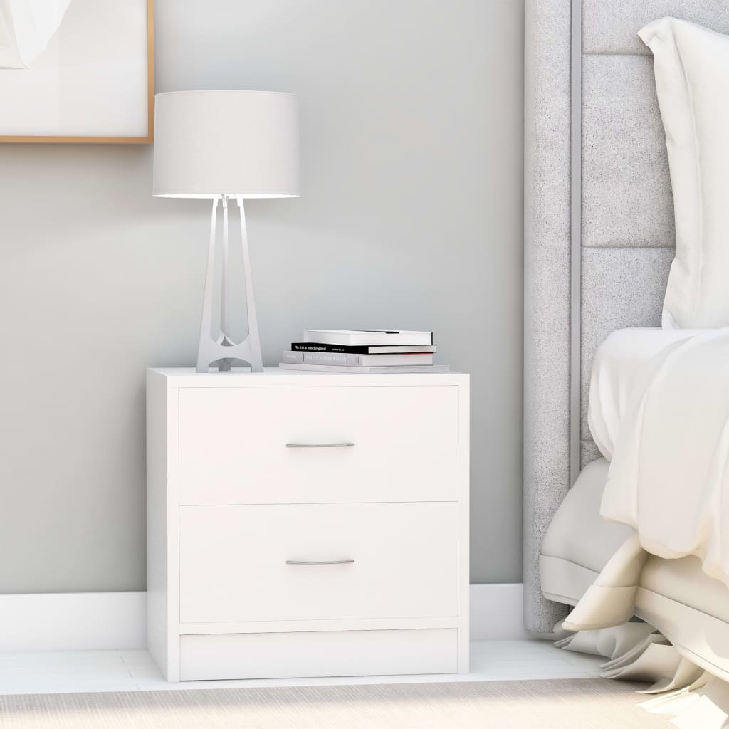 Bedside Table - ABBOTT Jace Nightstand White 40cm - Merlin Deals