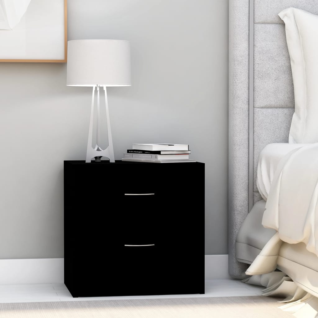 Bedside Table - ABBOTT Hal Nightstand Black 40cm - Merlin Deals