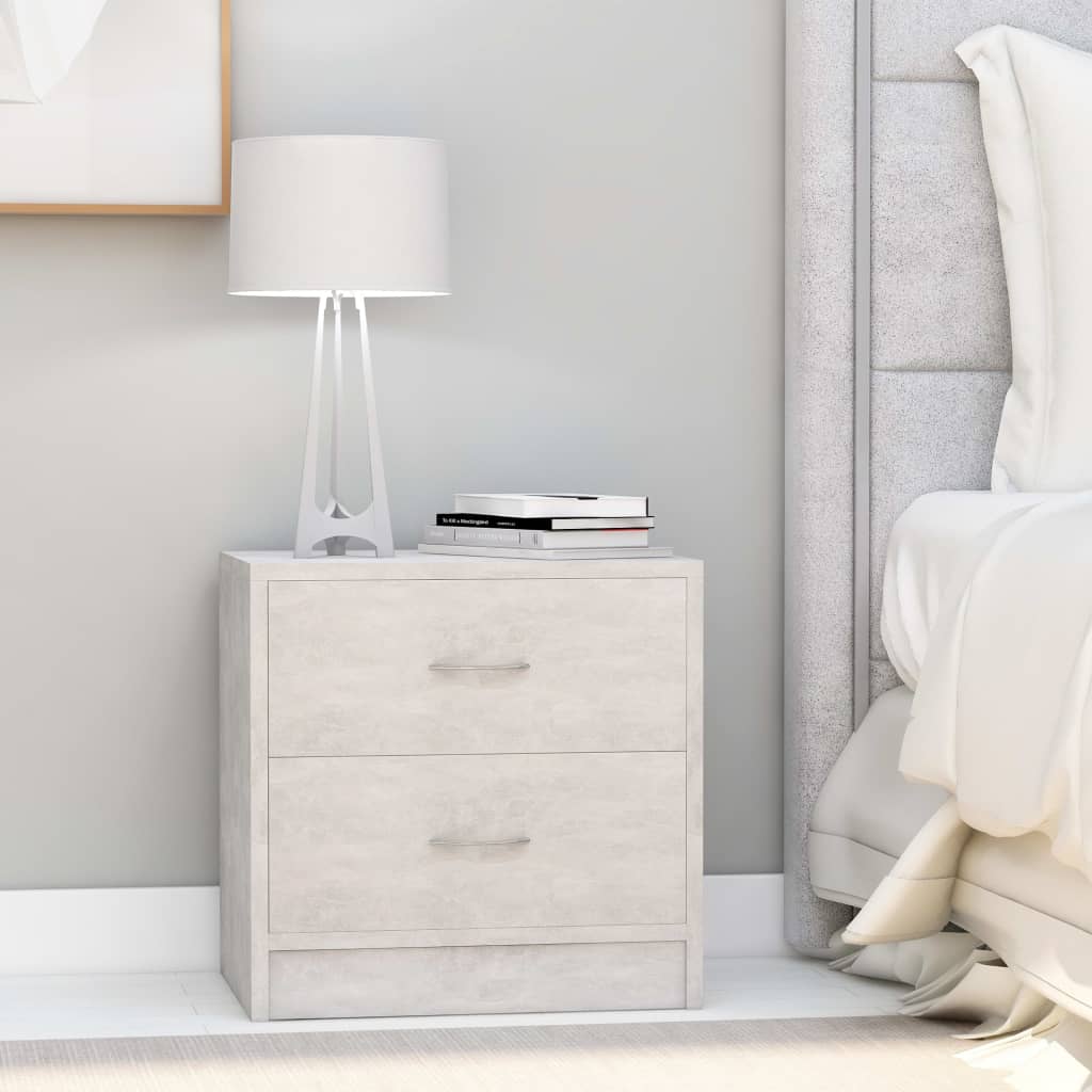 Bedside Table - DAWSON Kiora 2 Piece Nightstand Concrete Grey 40cm - Design Hut
