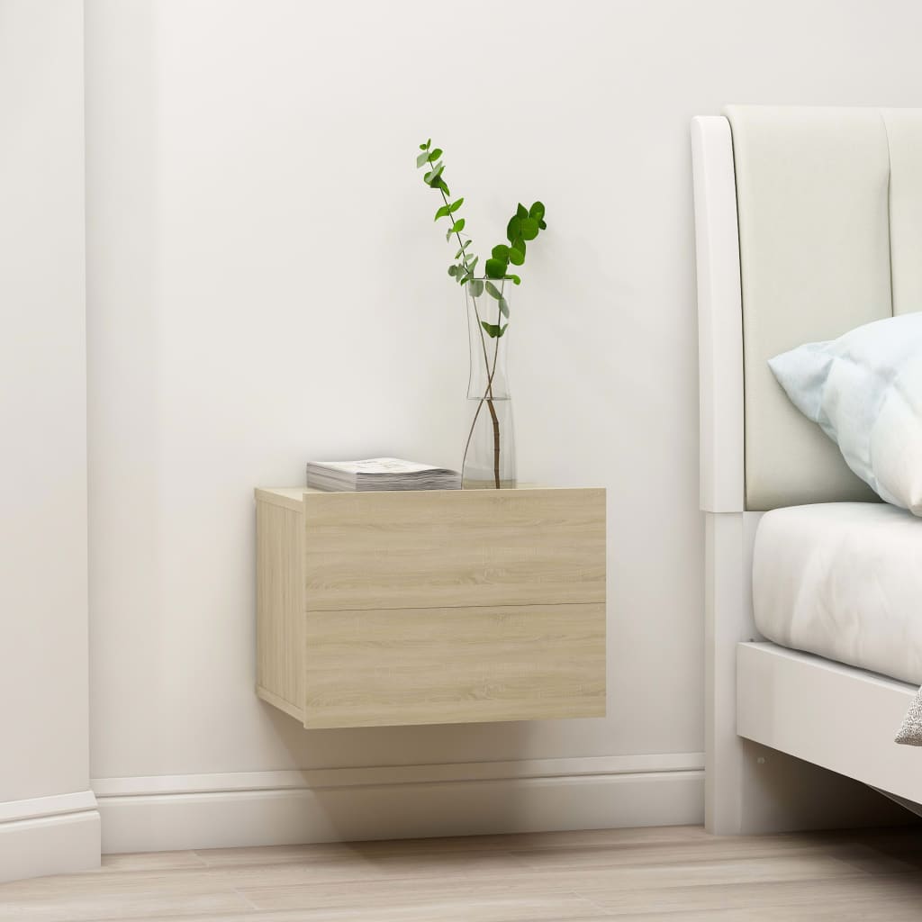 Bedside Table - ENNA Astrid 2 Piece Nightstand Sonoma Oak 40cm - Decor Base