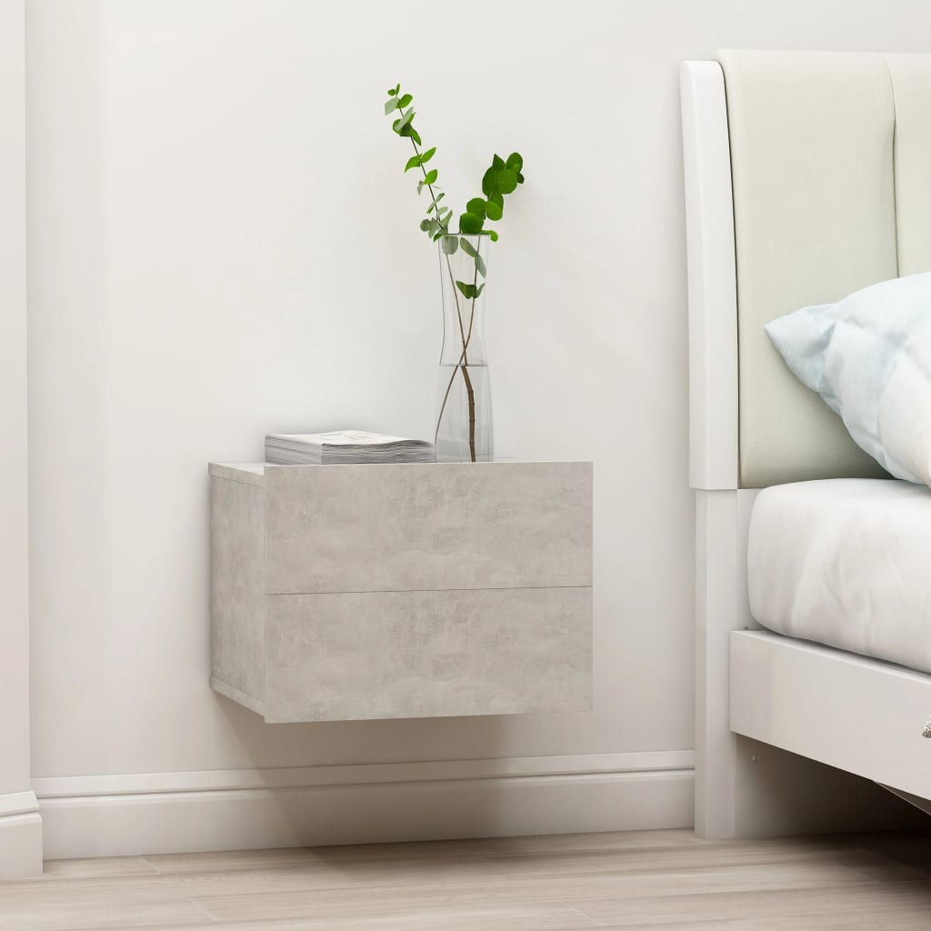 Bedside Table - ENNA Iden Nightstand Concrete Grey 40cm - Merlin Deals