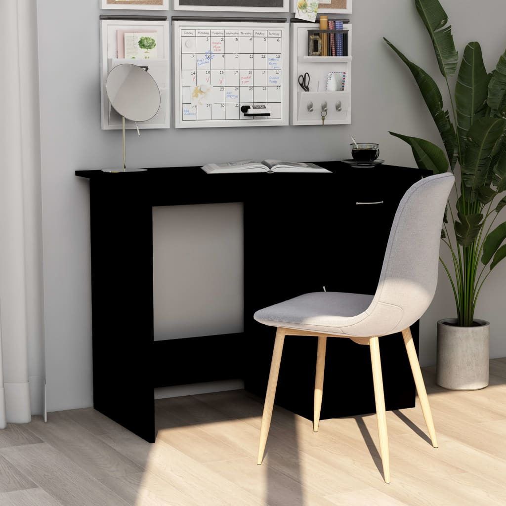 Desk Black 100x50x76 cm Engineered Wood - Decor Base