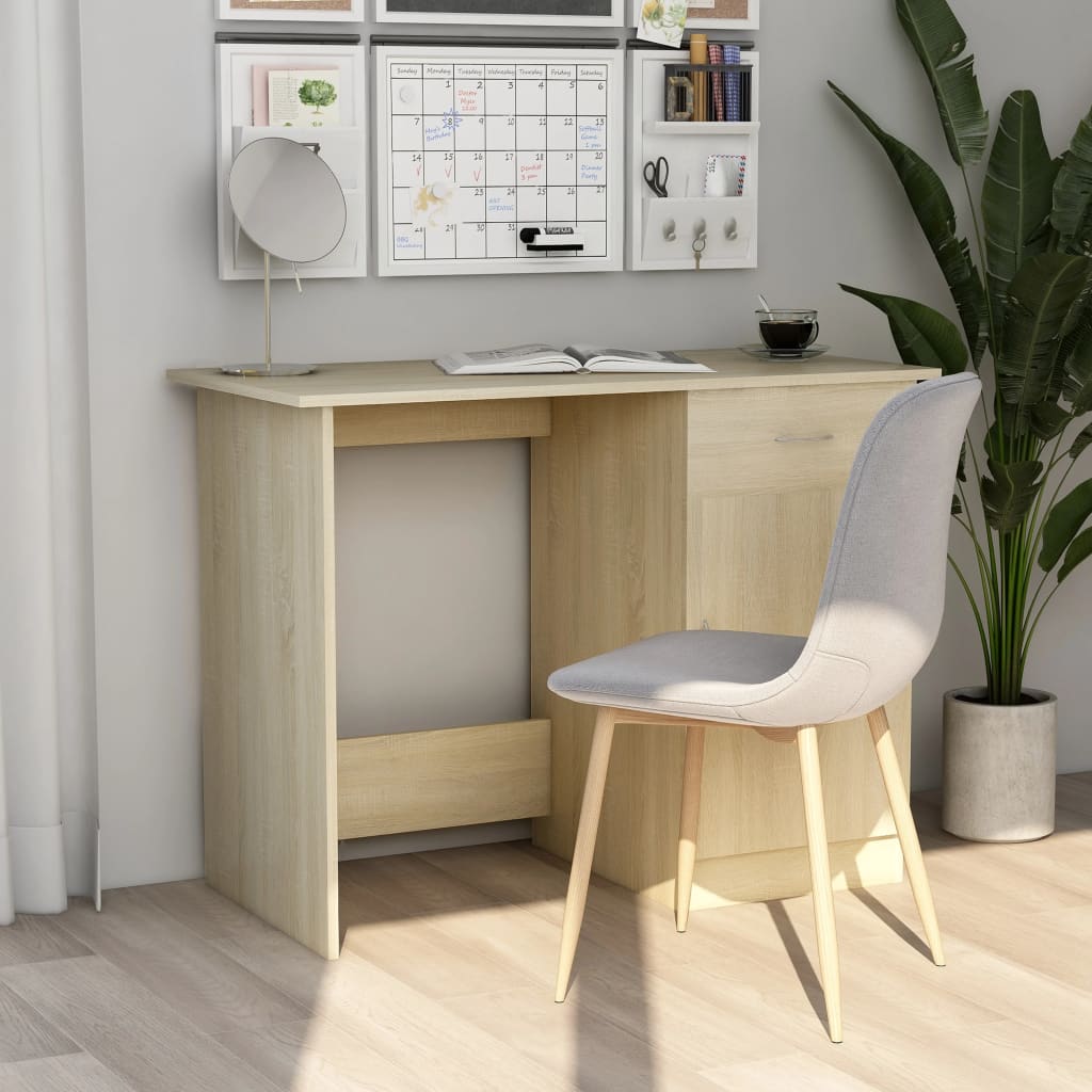 Desk Sonoma Oak 100x50x76 cm Engineered Wood - Decor Base