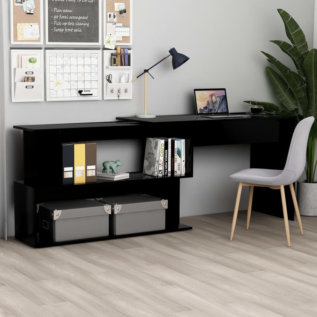 Corner Desk Black 200x50x76 cm Engineered Wood - Discount Dealers