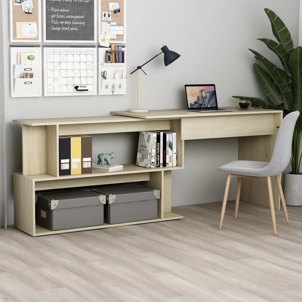 Corner Desk Sonoma Oak 200x50x76 cm Engineered Wood - Style and Chic