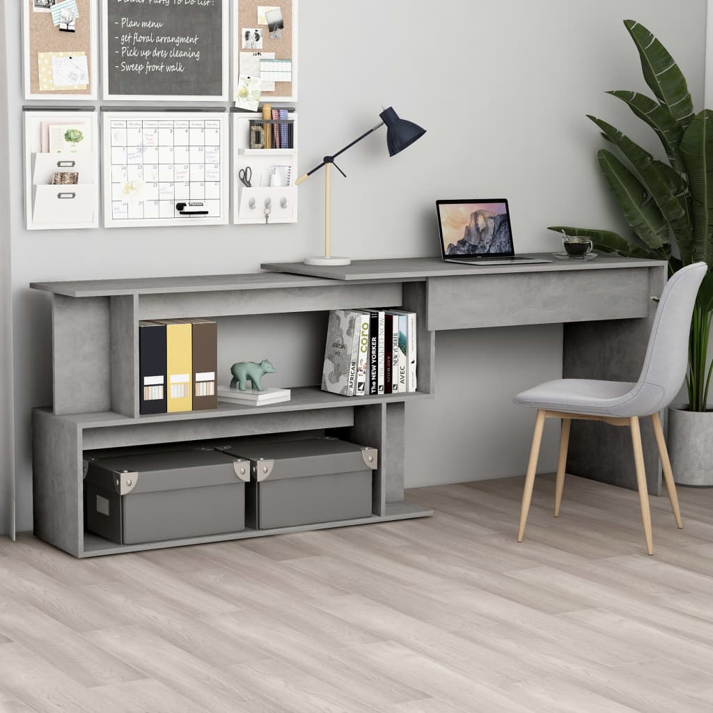 Corner Desk Concrete Grey 200x50x76 cm Engineered Wood - Direct Imports