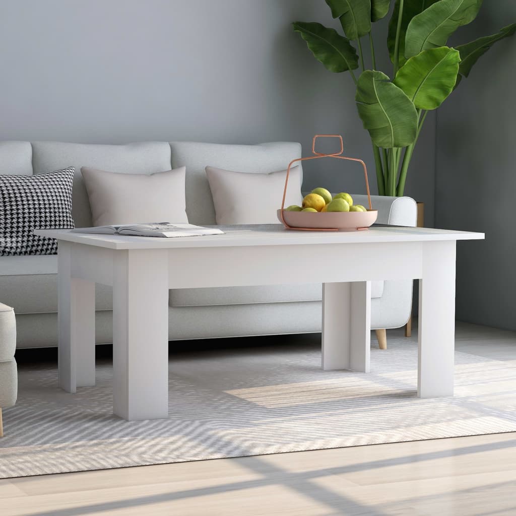 Coffee Table White 100x60x42 cm Engineered Wood - Merlin Deals