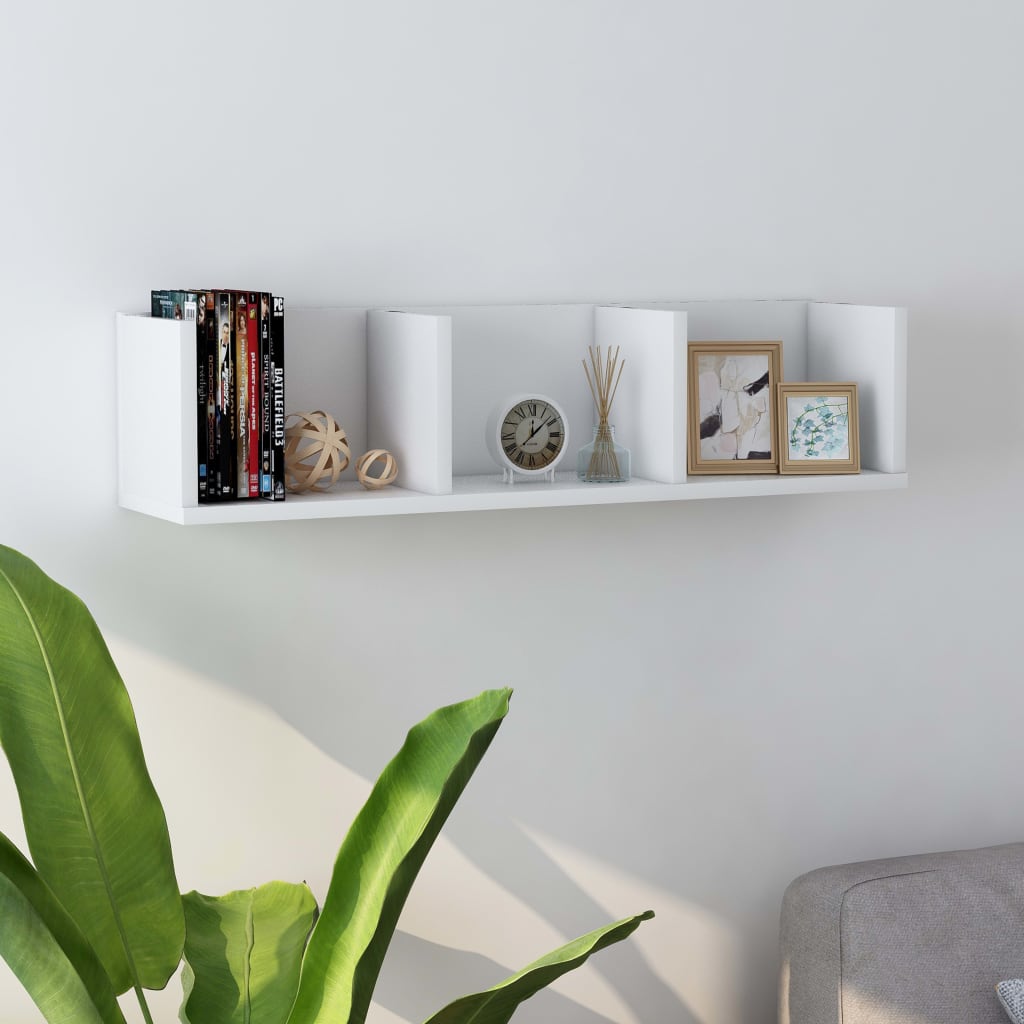 CD Wall Shelf White 75x18x18 cm Engineered Wood - Unbeatable Bargains