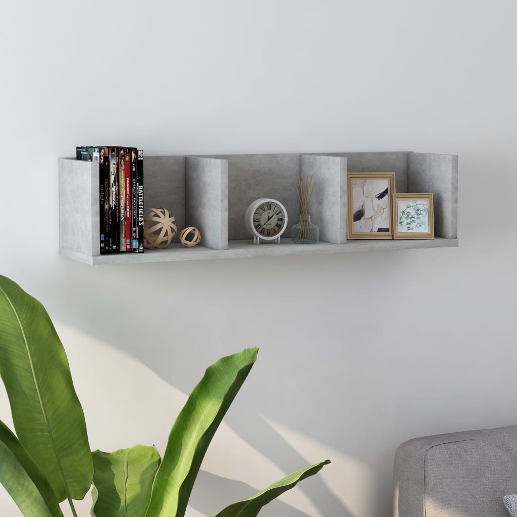 CD Wall Shelf Concrete Grey 75x18x18 cm Engineered Wood - Discount Dealers