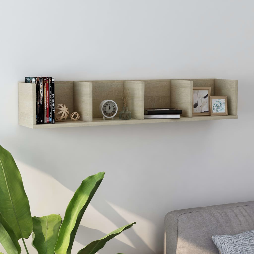 CD Wall Shelf Sonoma Oak 100x18x18 cm Engineered Wood - Millennium Furniture