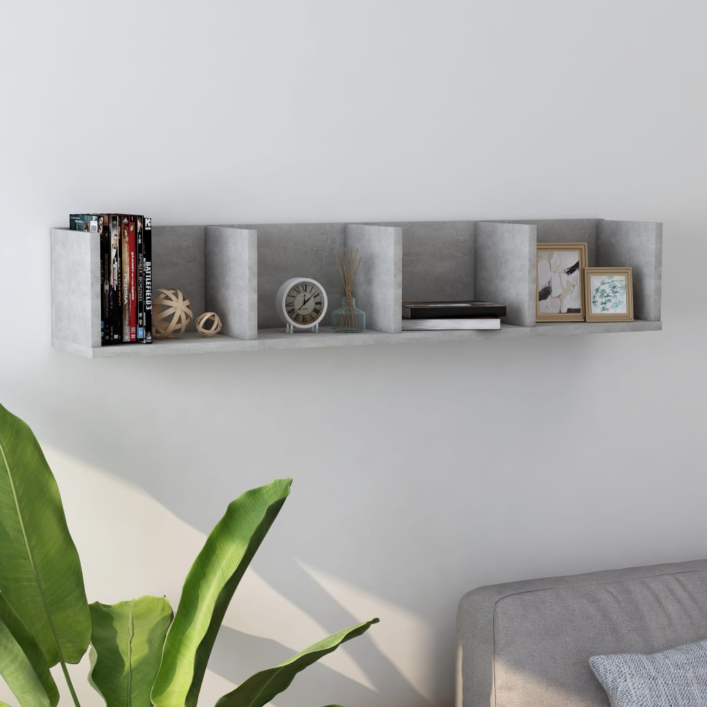 CD Wall Shelf Concrete Grey 100x18x18 cm Engineered Wood - Design Hut