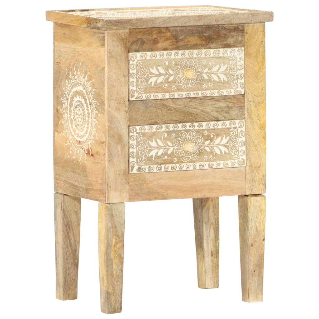 Hand Painted bedside Cabinet 40x30x60 cm Solid Mango Wood - Unbeatable Bargains