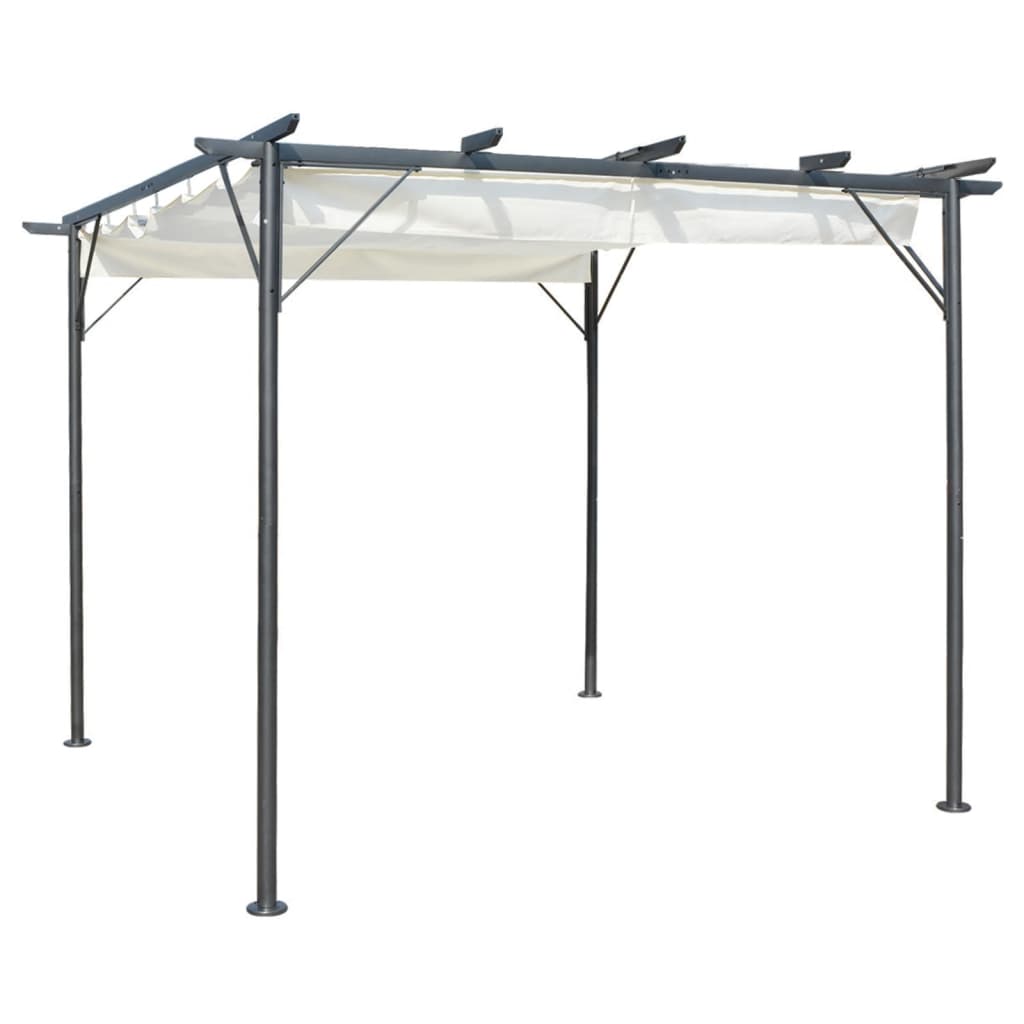 Pergola with Retractable Roof Cream White 3x3 m Steel - Discount Dealers