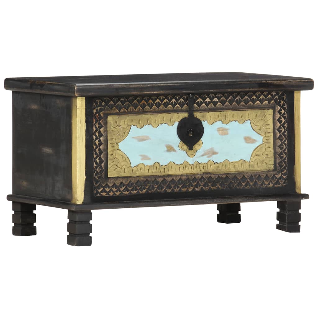 Storage Chest Black 80x40x45 cm Solid Mango Wood - Direct Imports