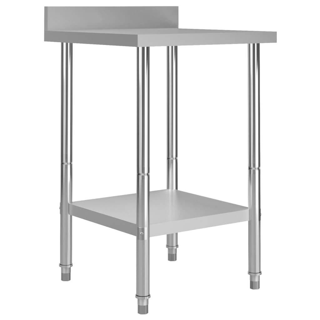 Kitchen Work Table with Backsplash 60x60x93 cm Stainless Steel - Decor Base