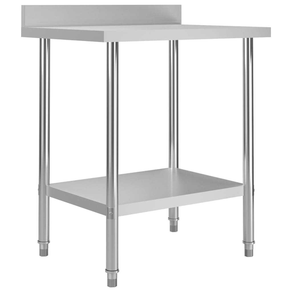Kitchen Work Table with Backsplash 80x60x93 cm Stainless Steel - The Home Maker