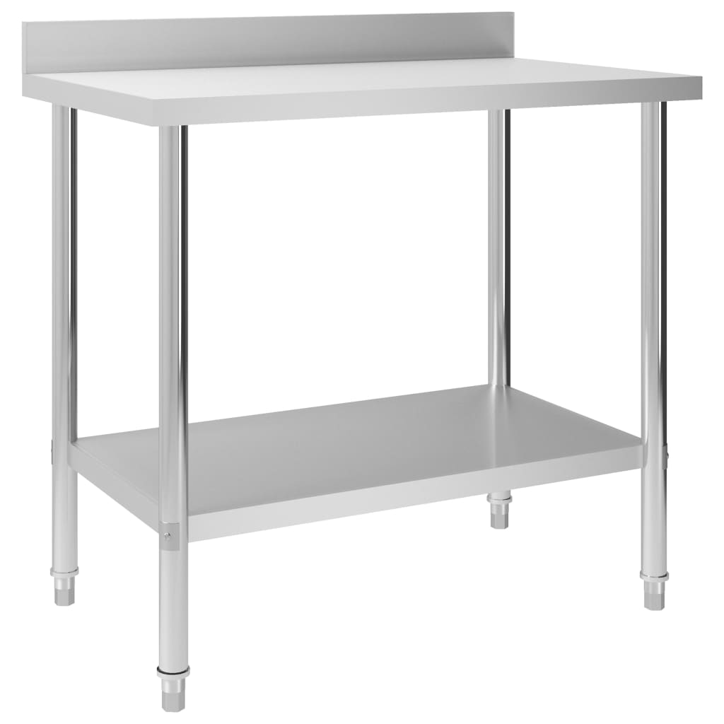 Kitchen Work Table with Backsplash 100x60x93 cm Stainless Steel - Style and Chic