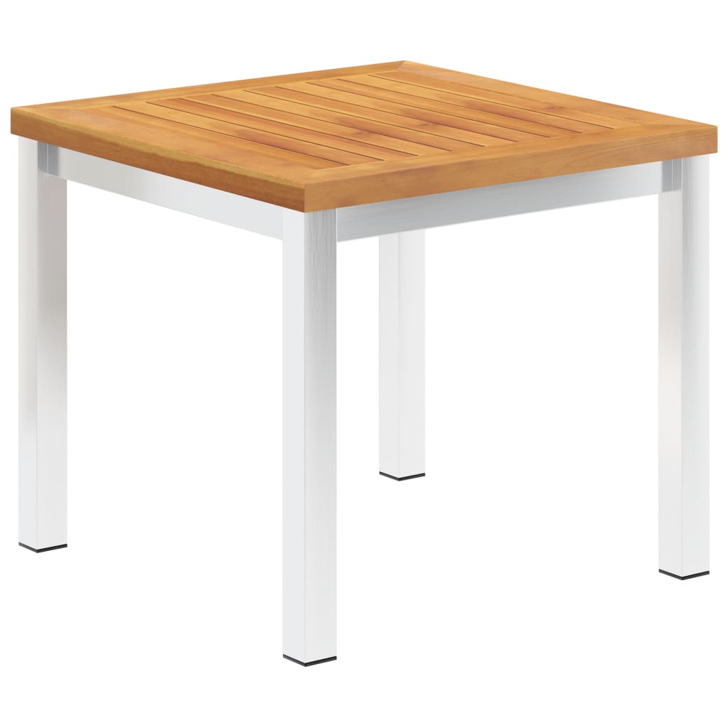 Garden Side Table 45x45x38 cm Solid Acacia Wood and Stainless Steel - The Home Maker