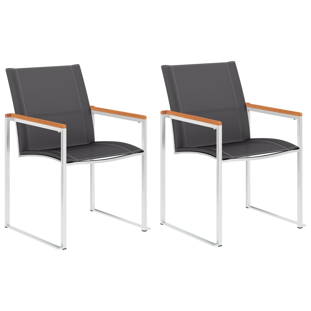 Garden Chairs 2 pcs Textilene and Stainless Steel Grey - Style and Chic
