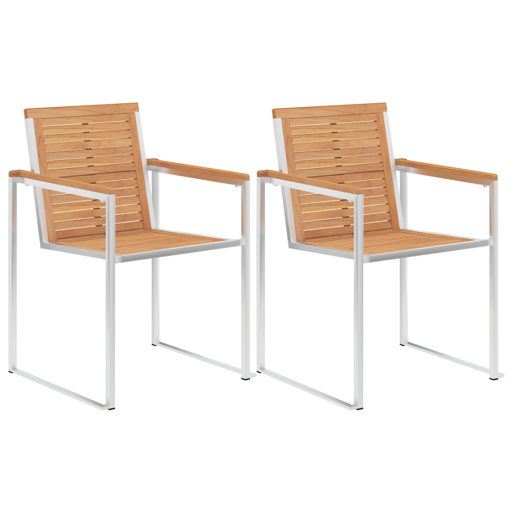 Garden Chairs 2 pcs Solid Teak Wood and Stainless Steel - Tyrell & Tyrell