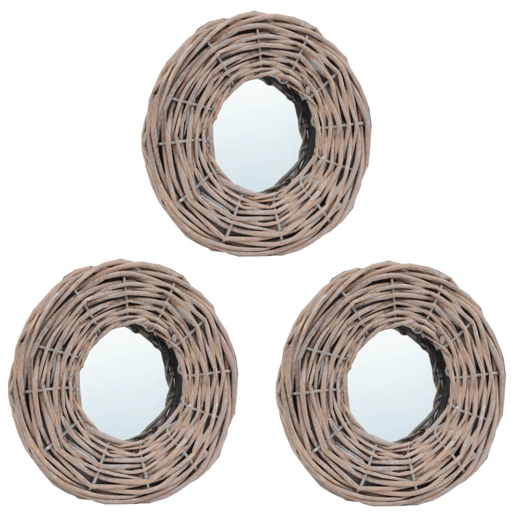 Mirrors 3 pcs 15 cm Wicker - Merlin Deals