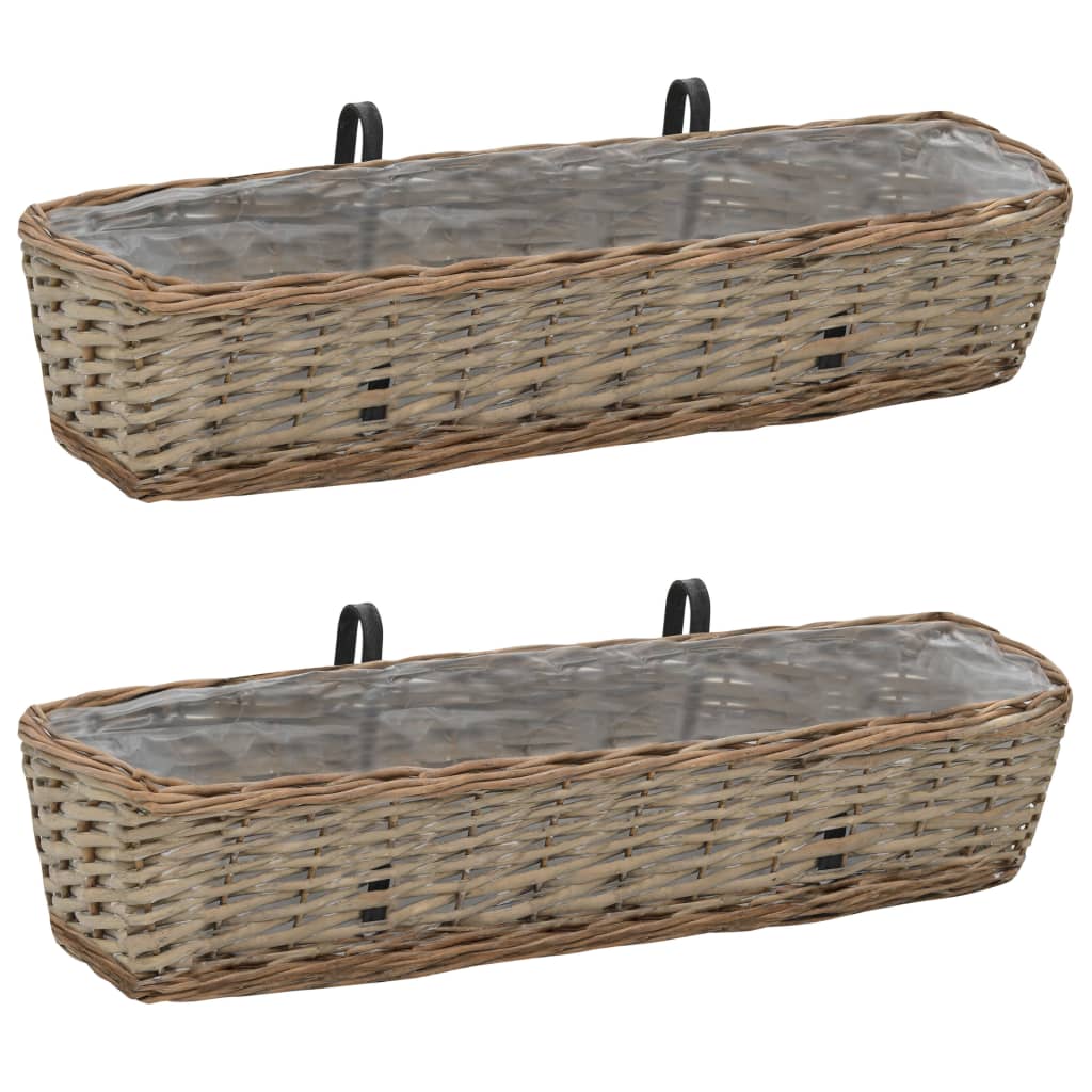 Balcony Planter 2 pcs Wicker with PE Lining 80 cm - Casper Homes