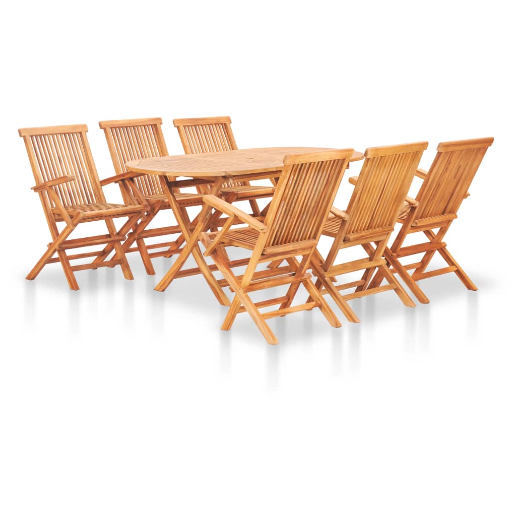 7 Piece Folding Outdoor Dining Set Solid Teak Wood - The Home Maker