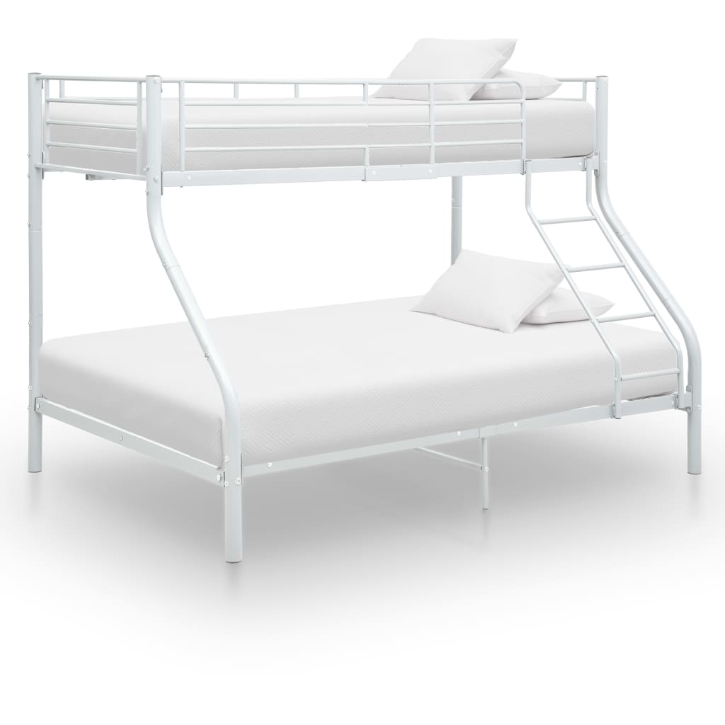 Bunk Bed Frame White Metal 140x200 cm/90x200 cm - Brittle & Co