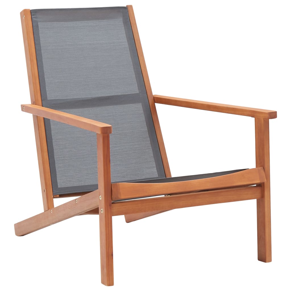 Garden Lounge Chair Grey Solid Eucalyptus Wood and Textilene - Merlin Deals