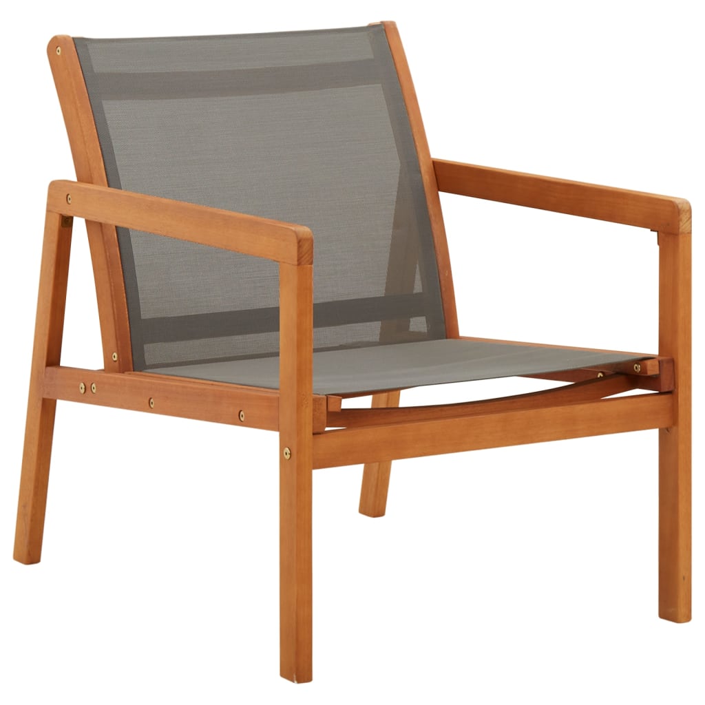 Garden Lounge Chair Grey Solid Eucalyptus Wood and Textilene - Merkel Designers