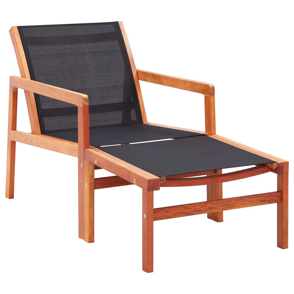 Garden Chair with Footrest Solid Eucalyptus Wood and Textilene - Sid & Sam